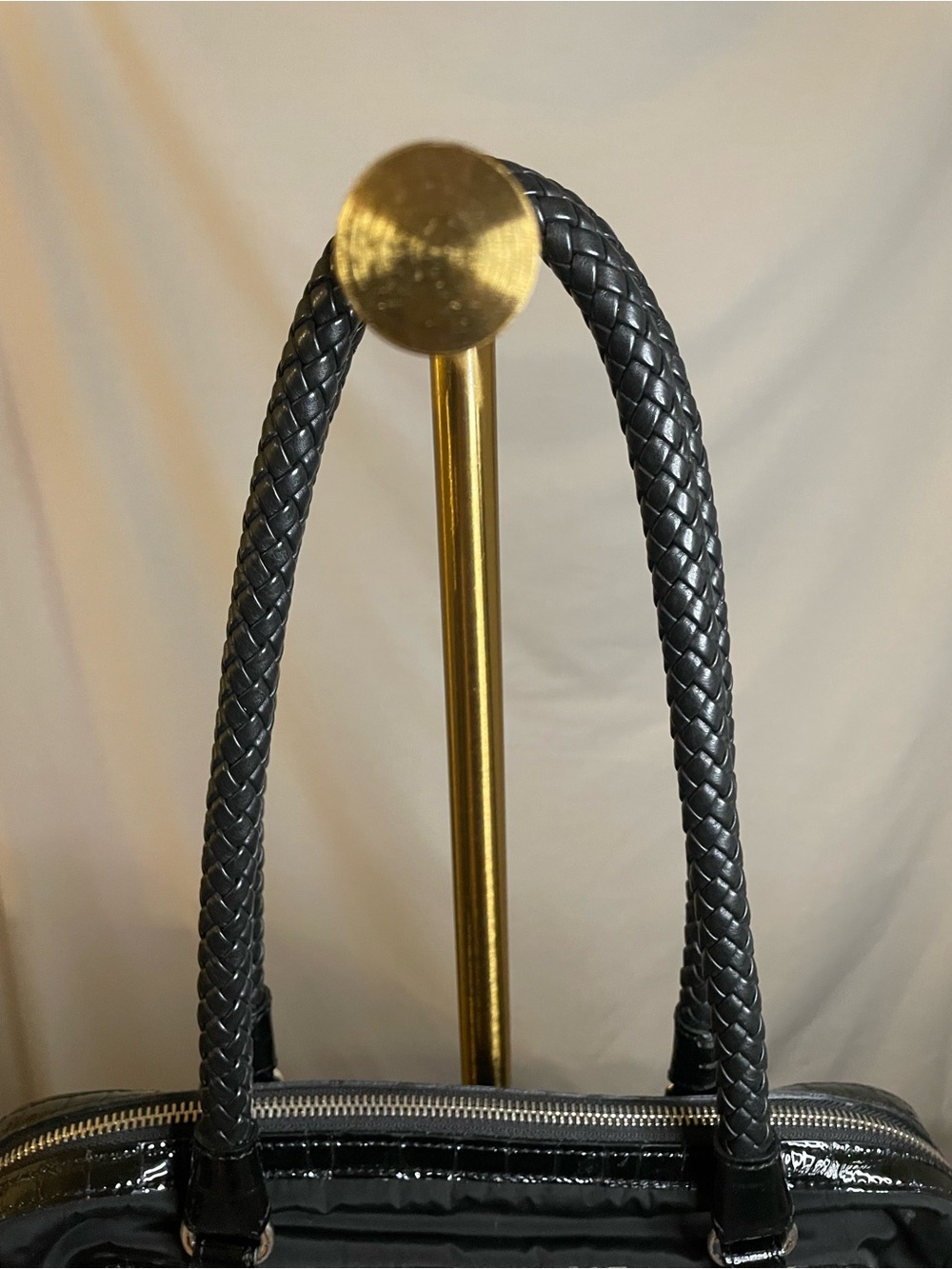 Brighton Maxwell Black Patent-Trim Shoulder Tote - Picture 13 of 15